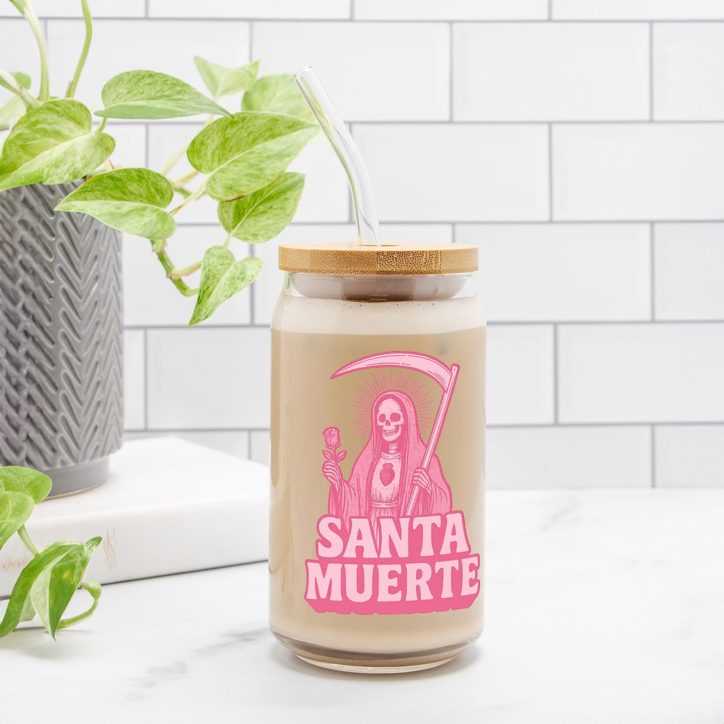 Santa Muerte 16oz Glass Tumbler