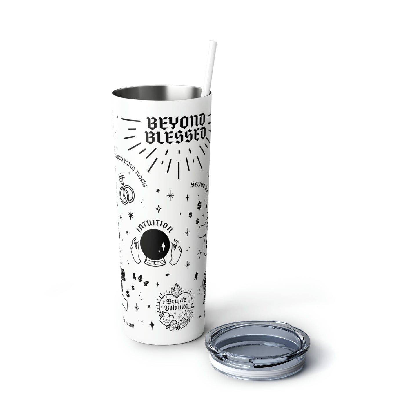 Beyond Blessed - Skinny Steel Tumbler with Straw, 20oz