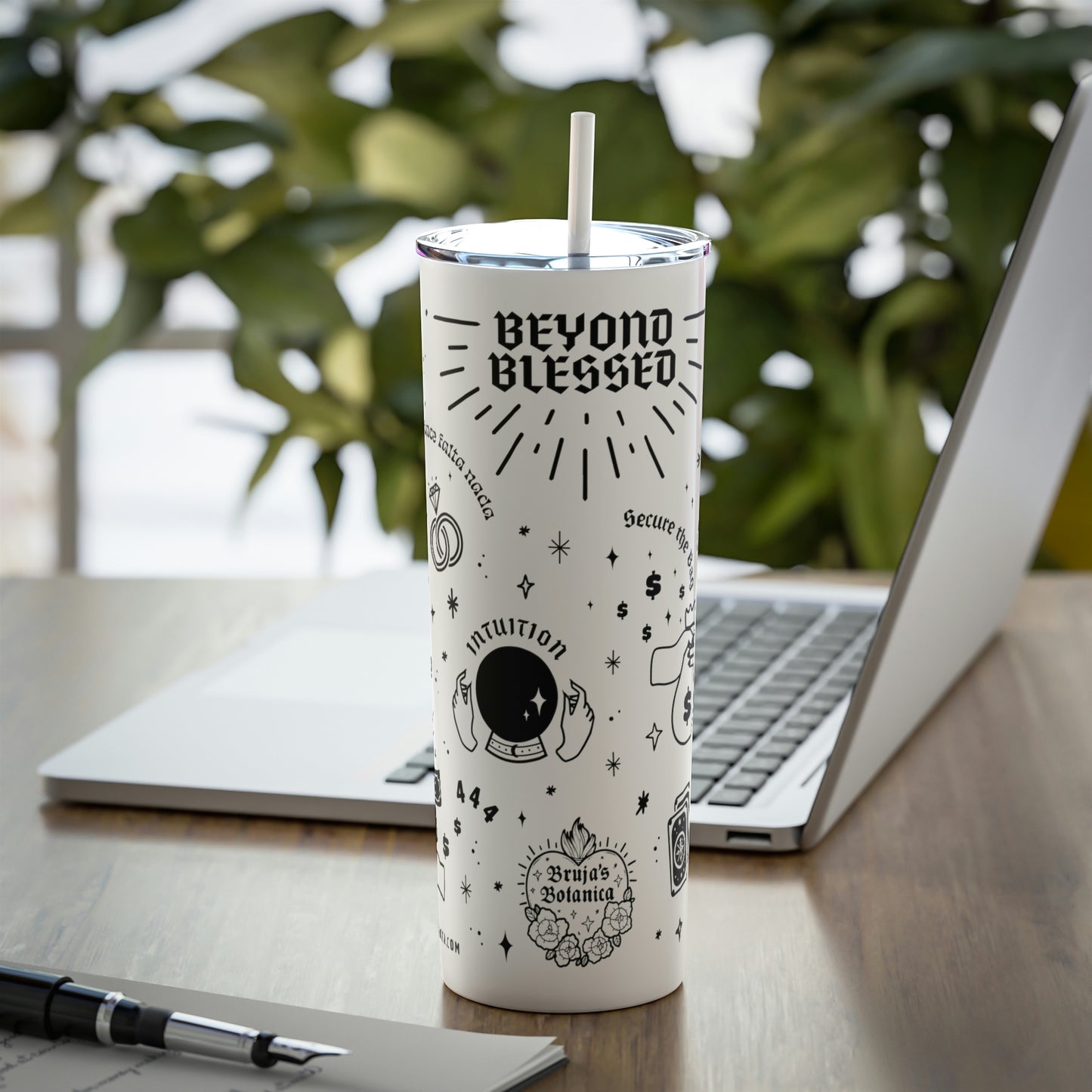 Beyond Blessed - Skinny Steel Tumbler with Straw, 20oz