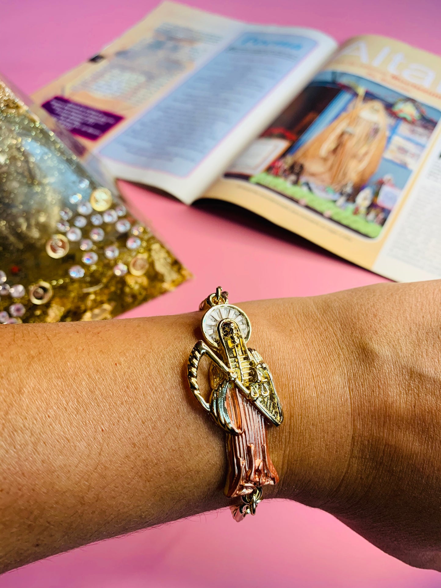 Santa Muerte link bracelet