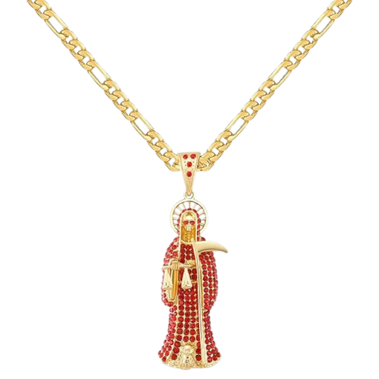 Rhinestone Santa Muerte pendant